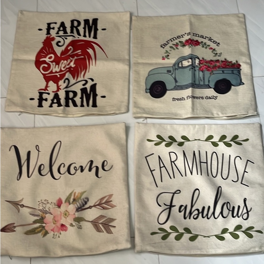 Farmhouse Decorative Pillow Covers Set